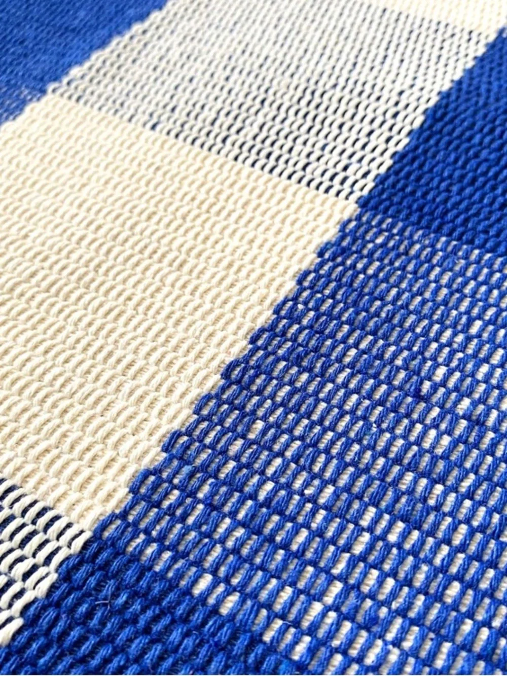 Blue and White Buffalo Check Layering Door Mats, Washable, 51.2''×23.6''